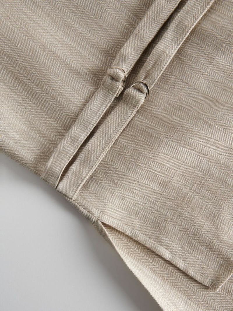 Reserved Linen Blend Weste Damen Beige | PGH-357862