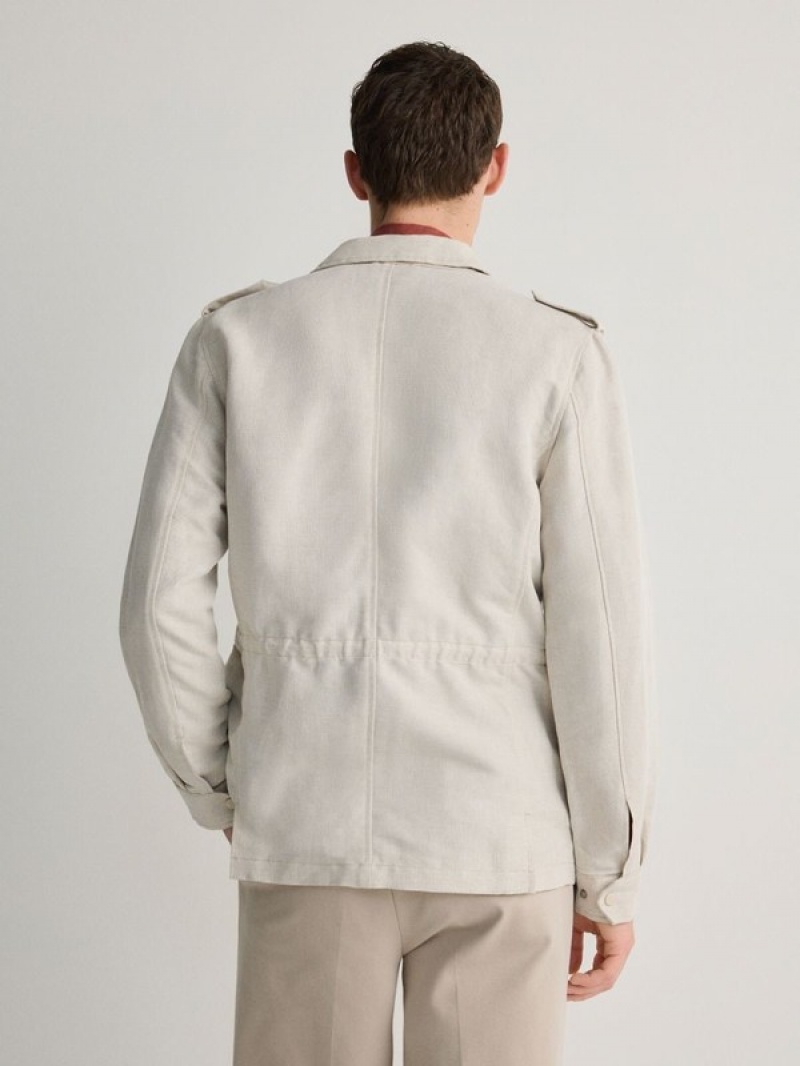 Reserved Linen Rich Jacken Herren Beige | MKI-863524