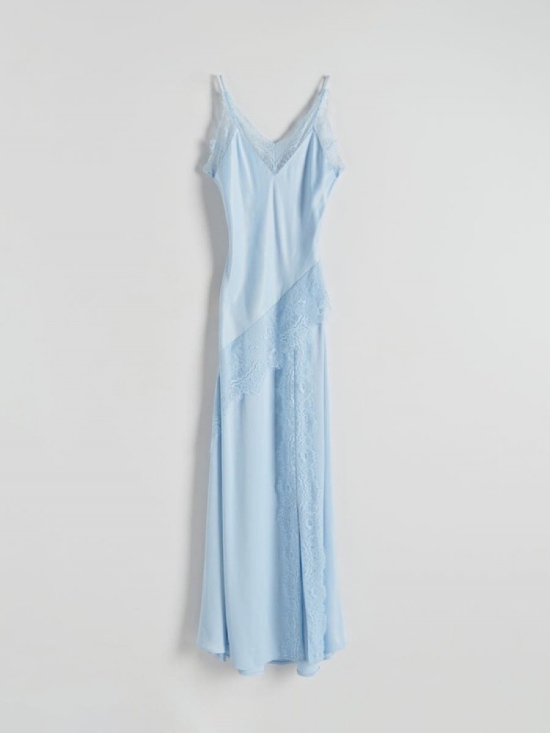 Reserved Lingerie Maxi Kleid Damen Blau | YIB-195684