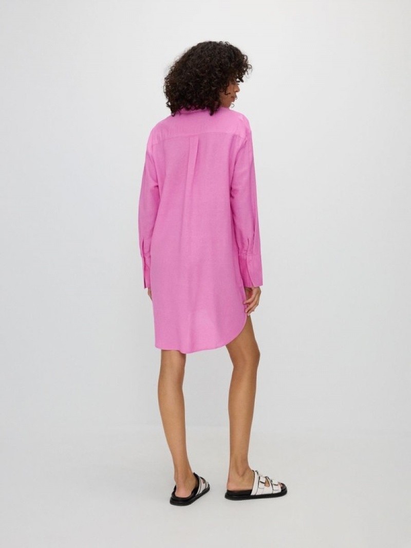 Reserved Longline Viscose Rich Hemd Damen Rosa | YAV-291834