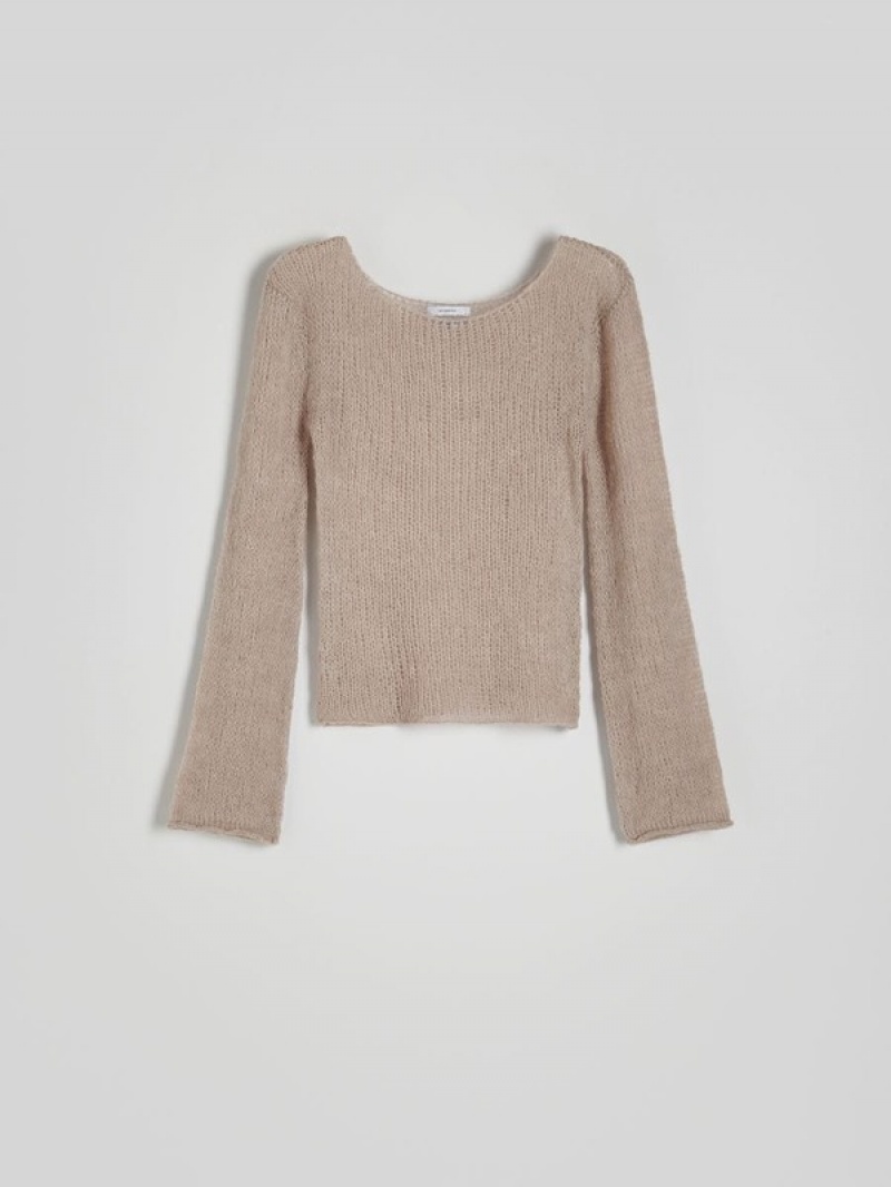 Reserved Loose-weave Pullover Damen Beige | IGB-984651