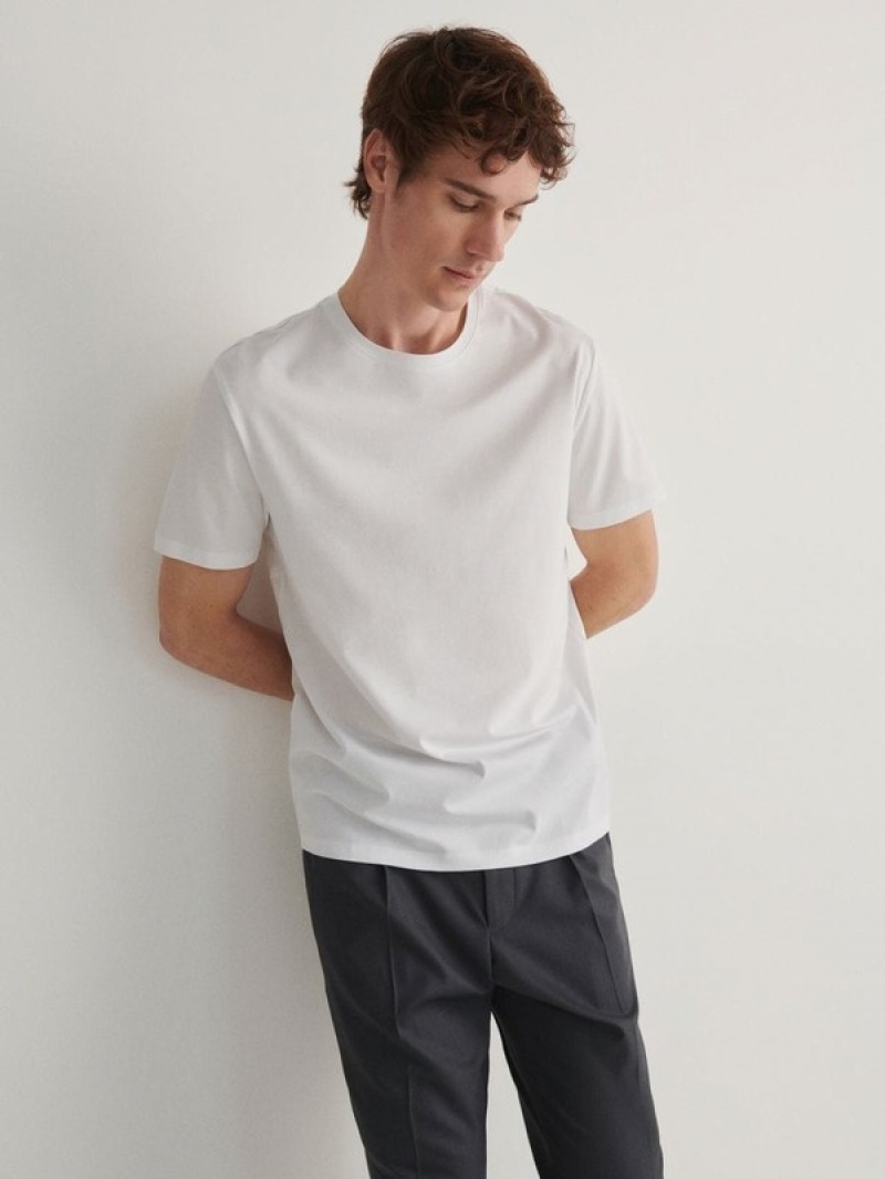 Reserved Lyocell Blend Plain T-shirts Herren Weiß | OIH-370849