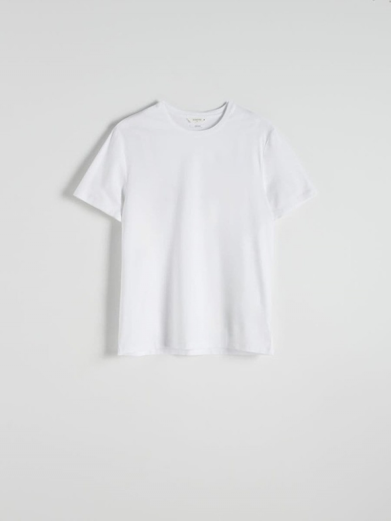 Reserved Lyocell Blend Plain T-shirts Herren Weiß | OIH-370849