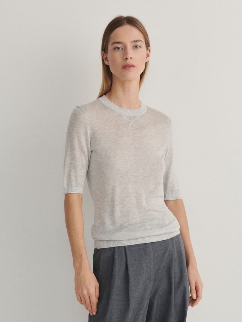 Reserved Lyocell Top Pullover Damen Hellgrau | PQA-701436