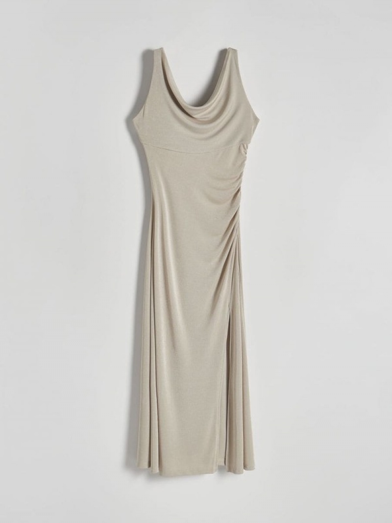 Reserved Maxidraping Kleid Damen Beige | BID-527810