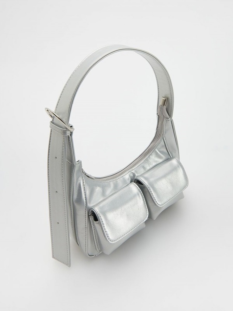 Reserved Metallic Effec Taschen Mädchen Silber | SMQ-769351