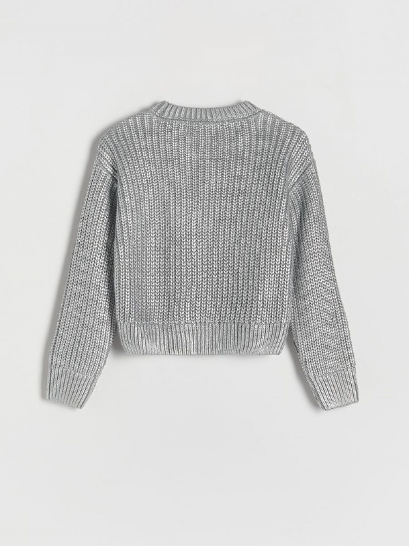 Reserved Metallic Effect Pullover Mädchen Silber | WIF-215093