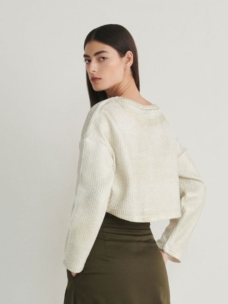 Reserved Metallic Effect Sweatshirts Damen Beige | NYE-152469