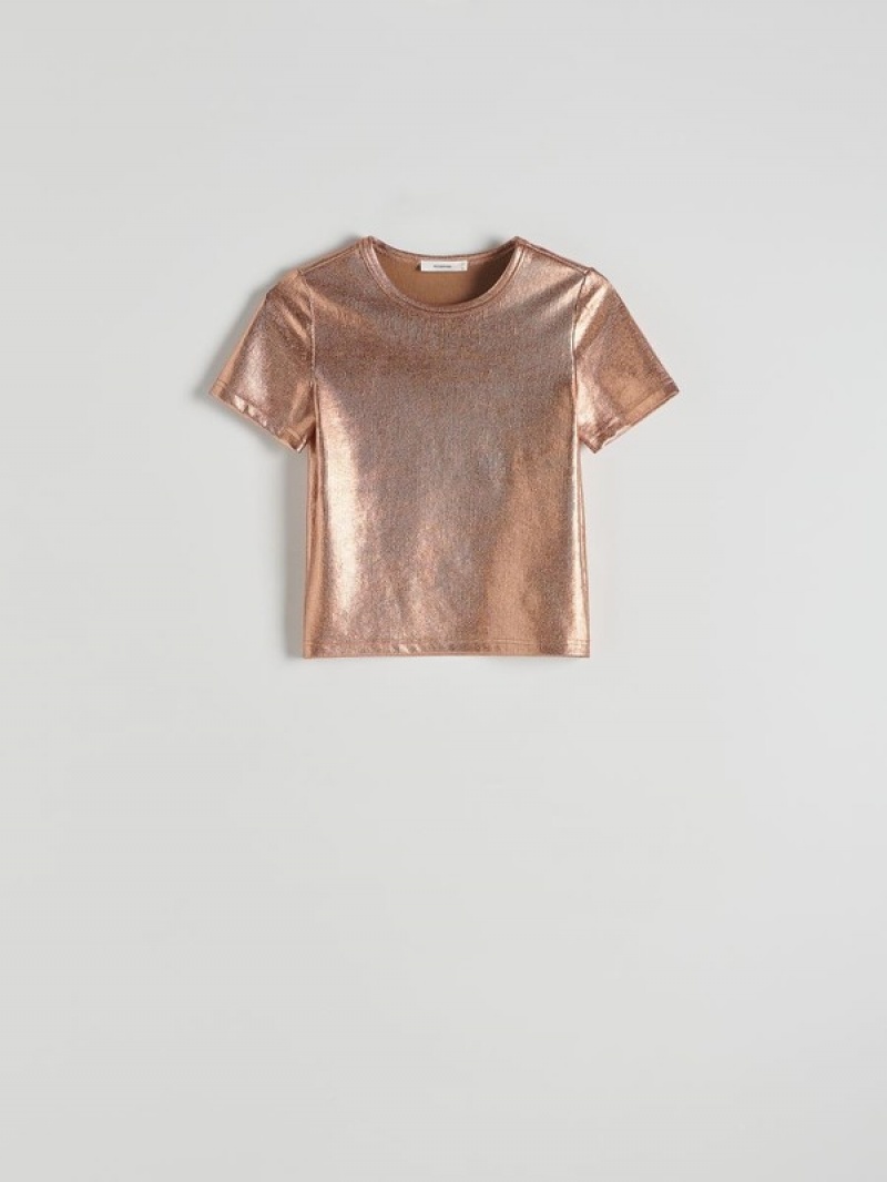 Reserved Metallic Shine Hemd Damen Rosa | HZB-254893