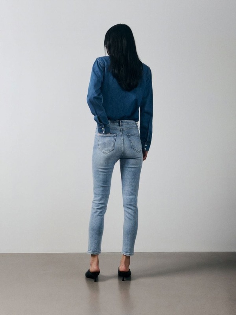 Reserved Mid Rise Slim Jeans Damen Blau | XML-928035