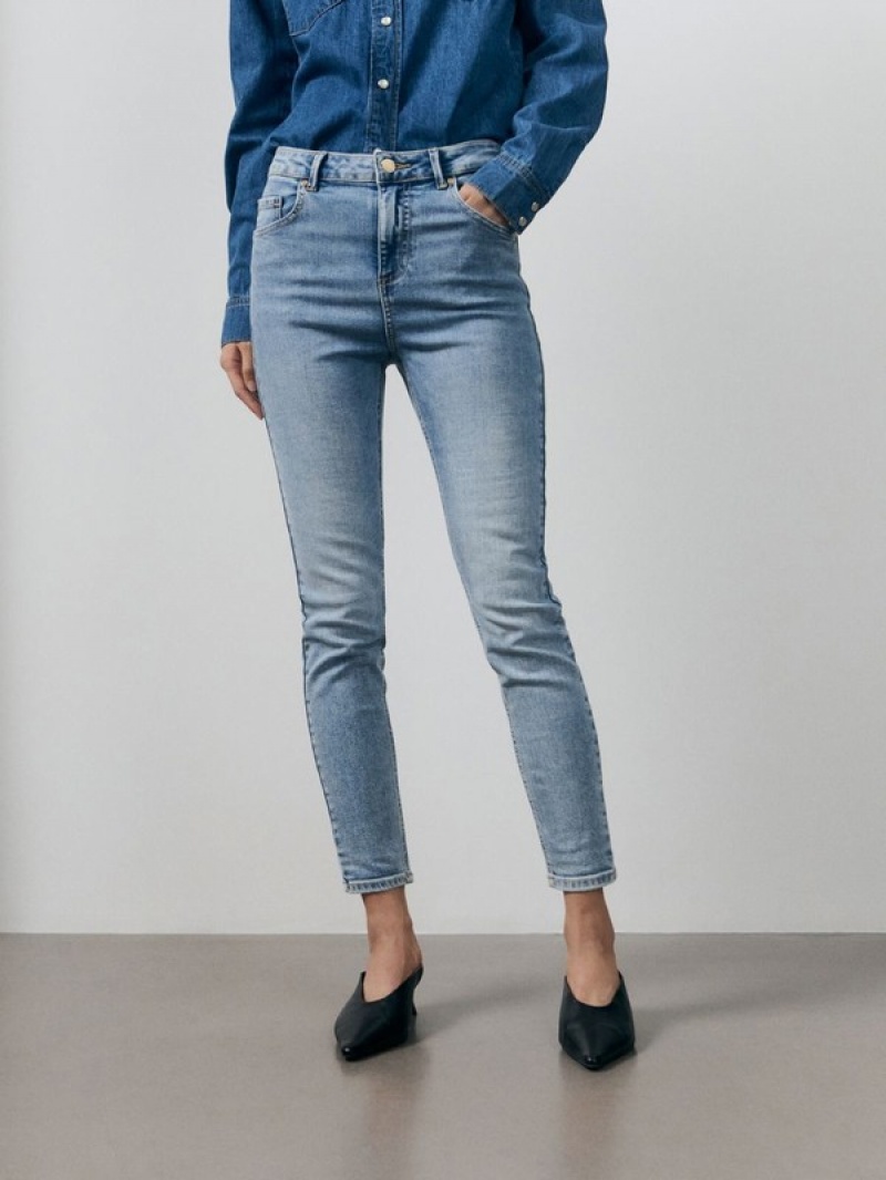 Reserved Mid Rise Slim Jeans Damen Blau | XML-928035