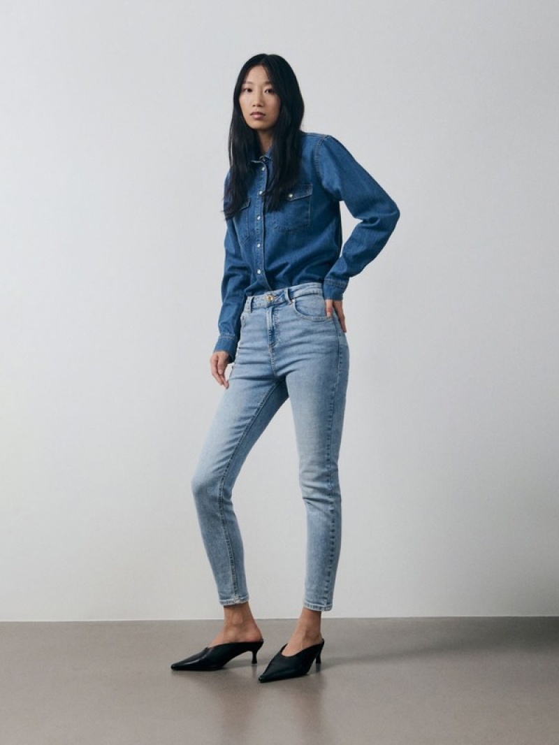 Reserved Mid Rise Slim Jeans Damen Blau | XML-928035