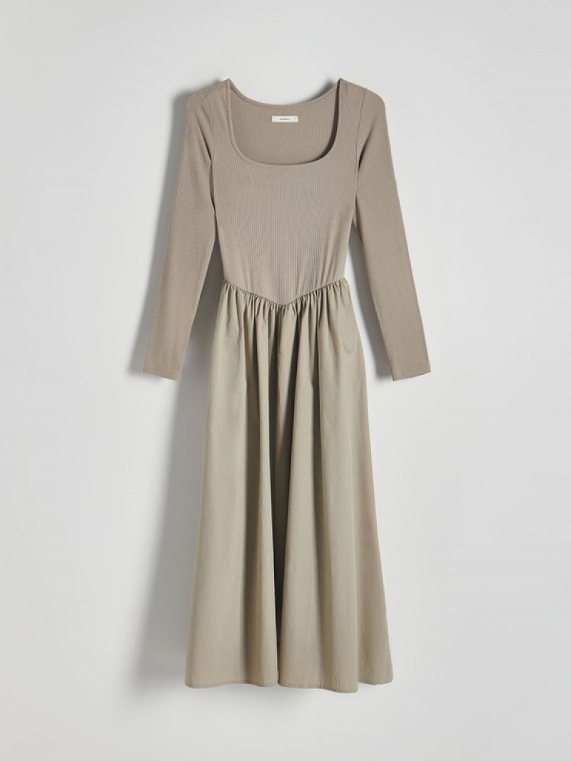 Reserved Midi Kleid Damen Beige | CWM-051928