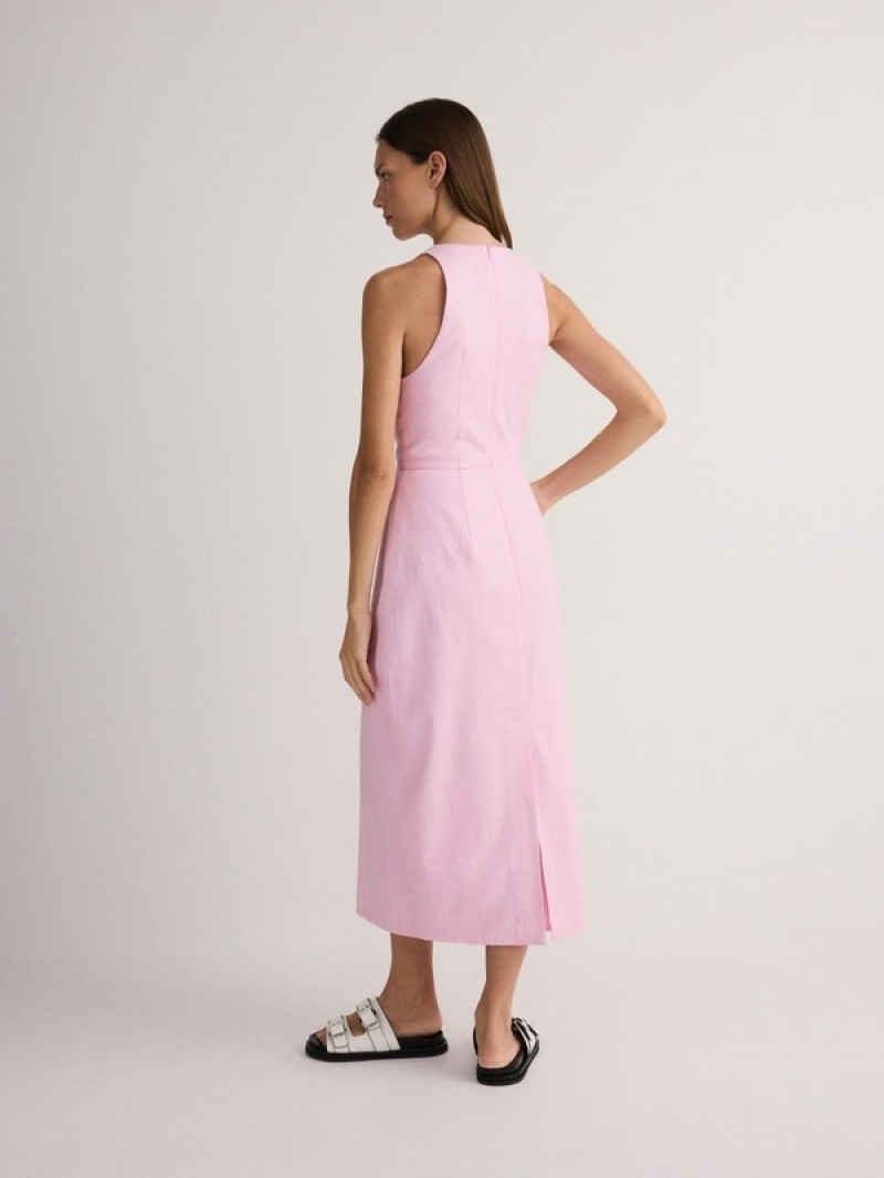 Reserved Midi Kleid Damen Rosa | LFN-153480