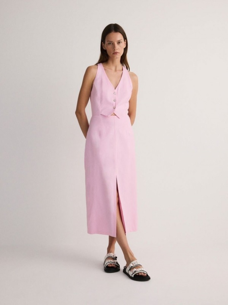 Reserved Midi Kleid Damen Rosa | LFN-153480