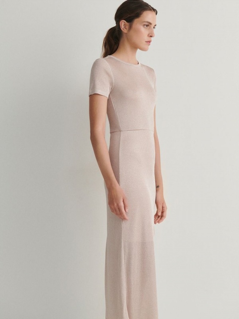 Reserved Midi Kleid Damen Rosa | XJF-580617