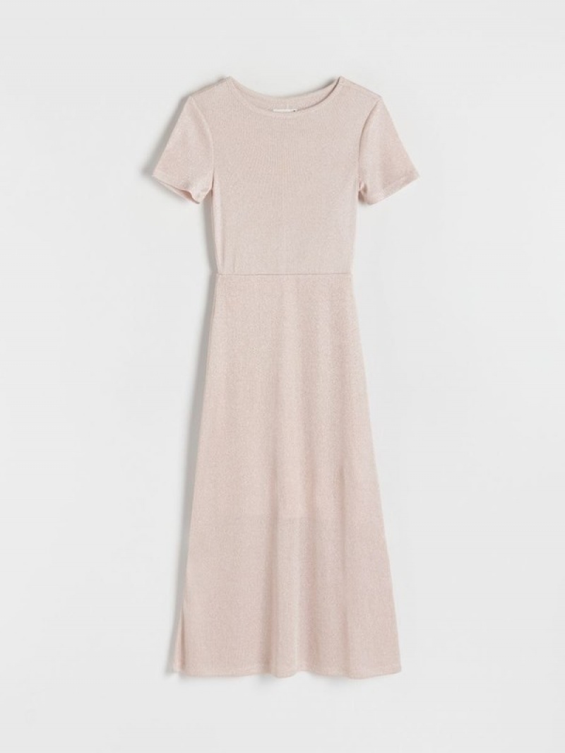 Reserved Midi Kleid Damen Rosa | XJF-580617