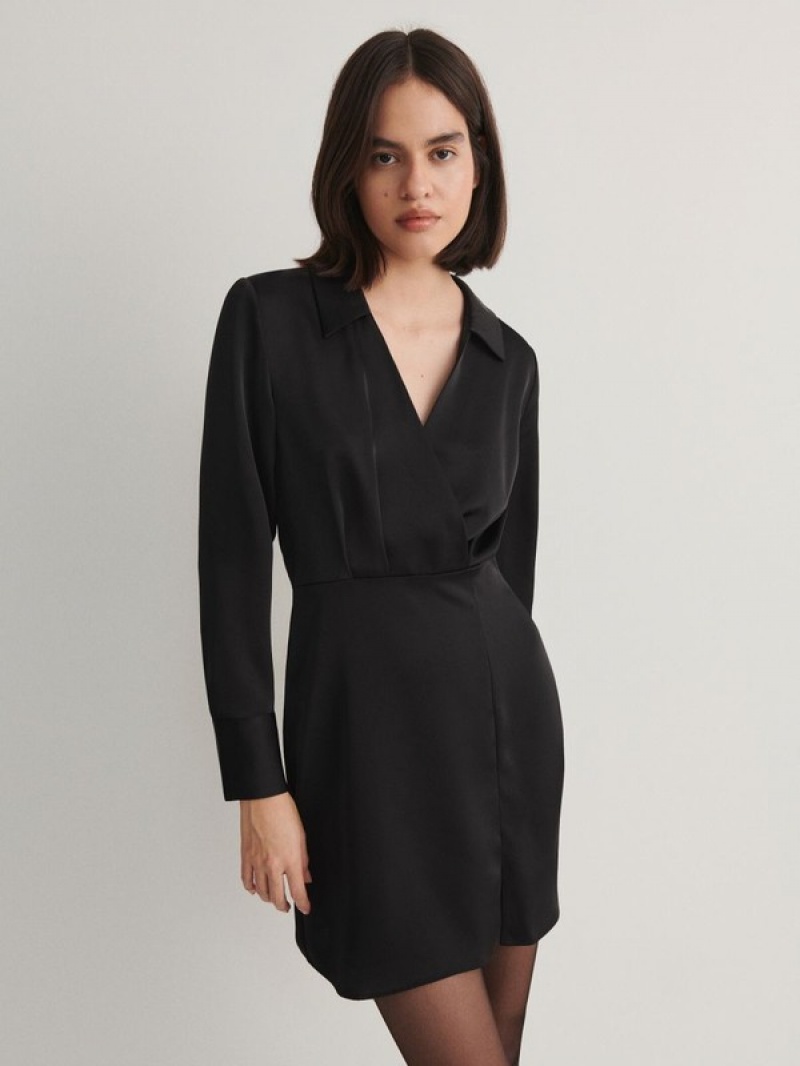 Reserved Mini Kleid Damen Schwarz | MNV-724613