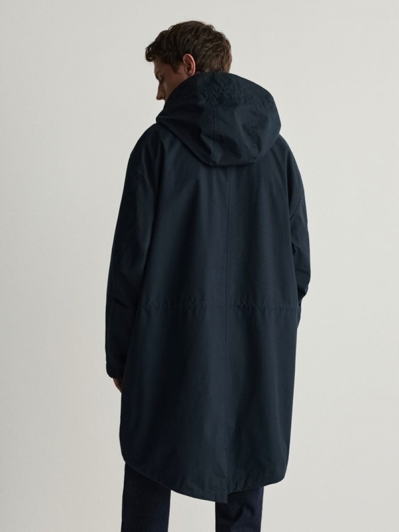 Reserved Mit Kapuze Parka Mäntel Herren Navy | MUW-879302