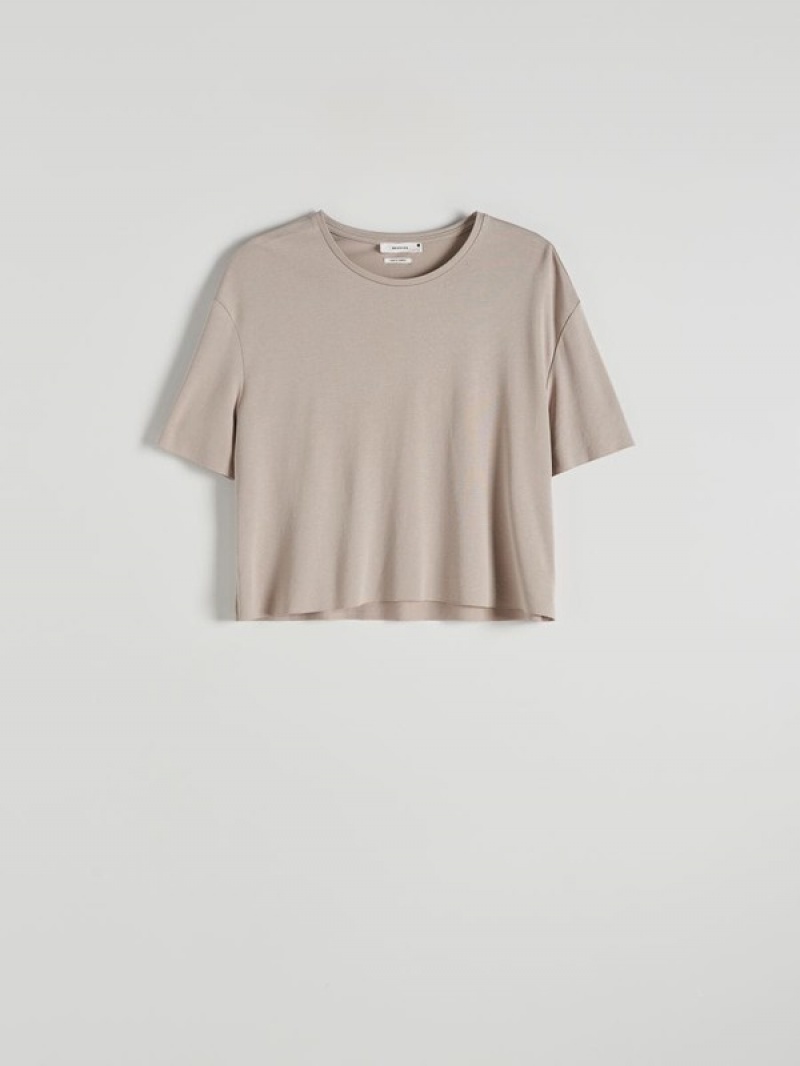 Reserved Modal Blend T-shirts Damen Kaffee | HMG-982610