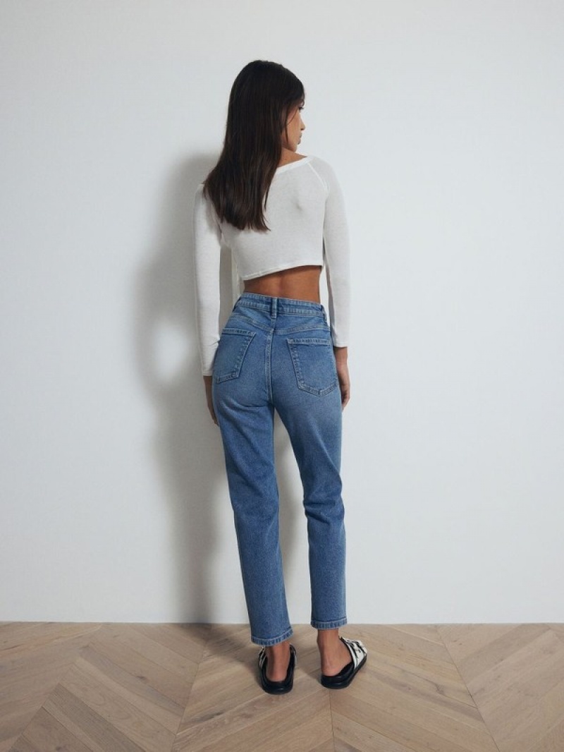 Reserved Mom Fit Slim Jeans Damen Blau | NZO-587341