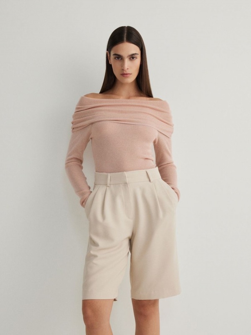 Reserved Off Shoulder Pullover Damen Rosa | MNZ-237904