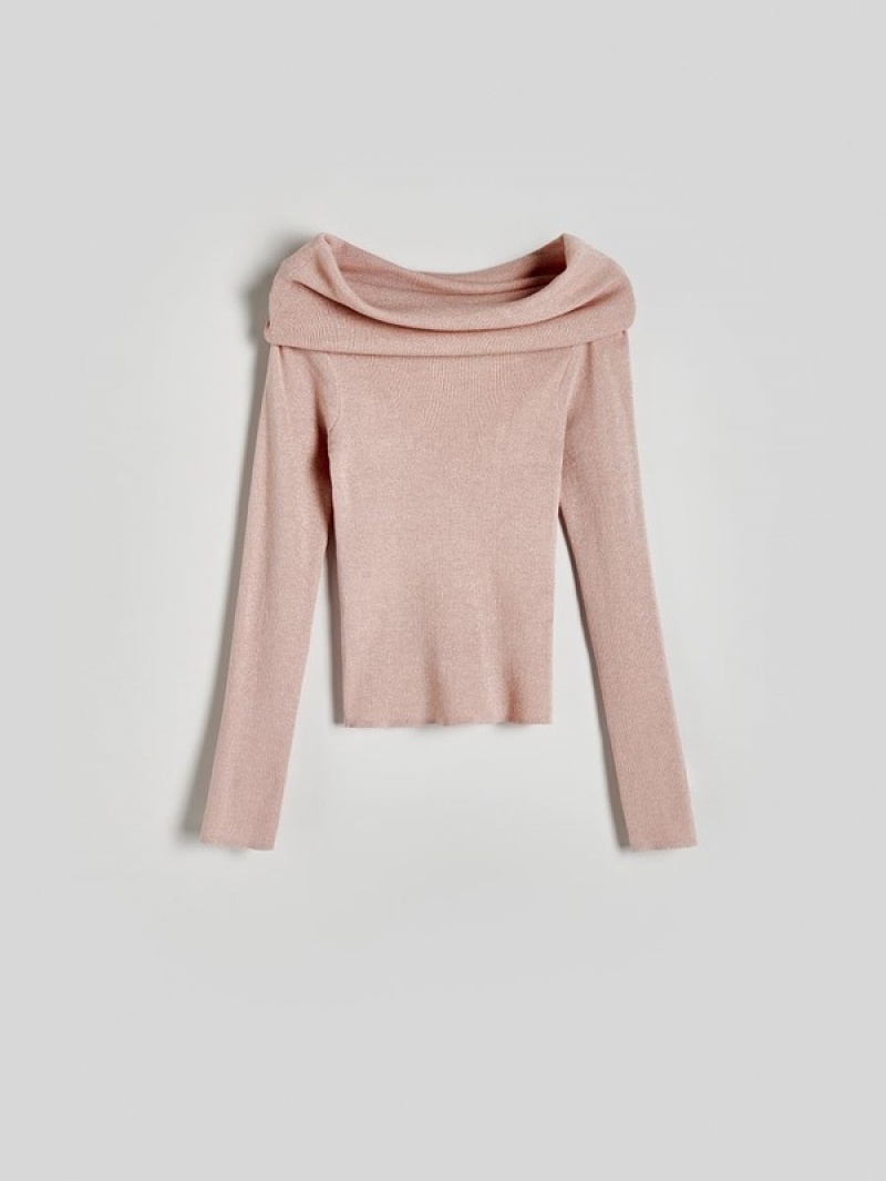 Reserved Off Shoulder Pullover Damen Rosa | MNZ-237904