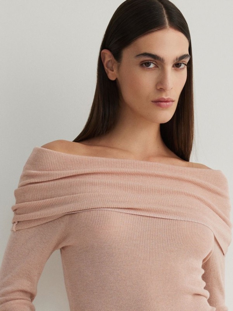 Reserved Off Shoulder Pullover Damen Rosa | MNZ-237904