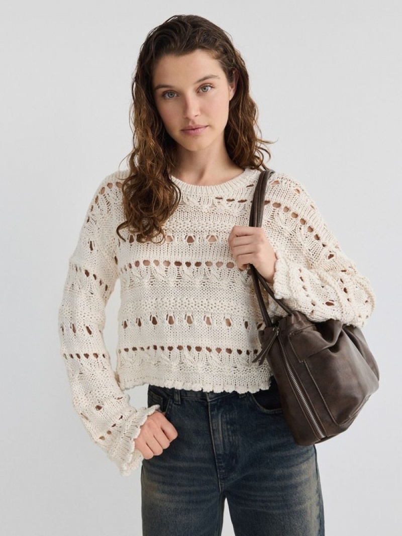 Reserved Openwork Knit Pullover Damen Beige | RTB-729350