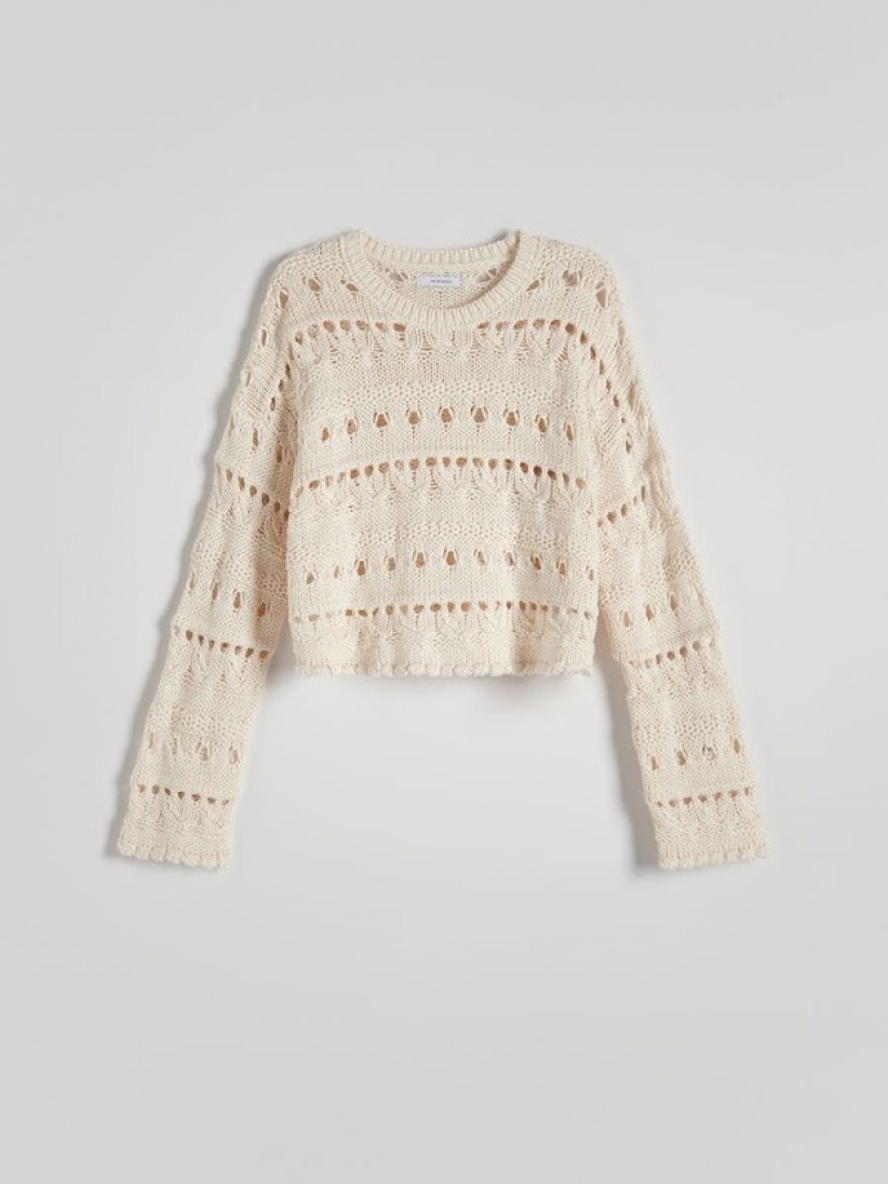 Reserved Openwork Knit Pullover Damen Beige | RTB-729350