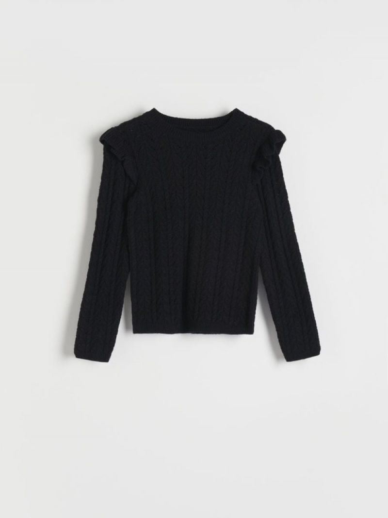 Reserved Openwork Pullover Mädchen Schwarz | KQR-162038