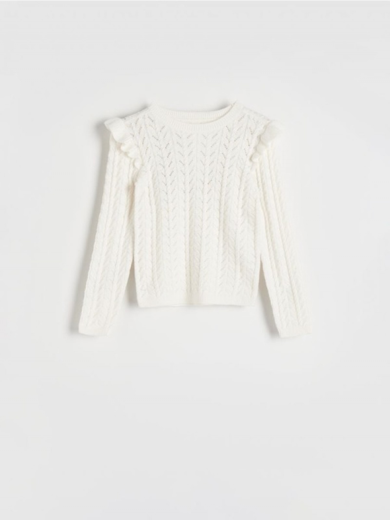 Reserved Openwork Pullover Mädchen Weiß | FQO-145026