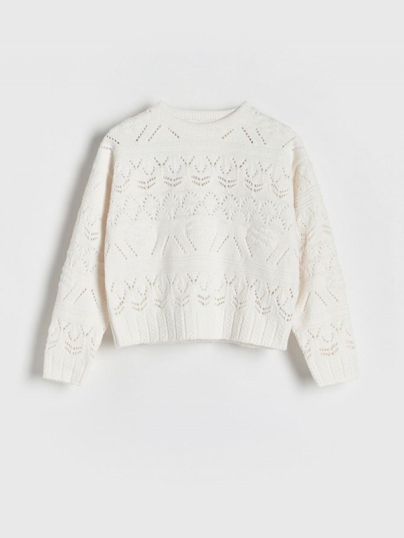 Reserved Openwork Pullover Mädchen Weiß | PDJ-407139