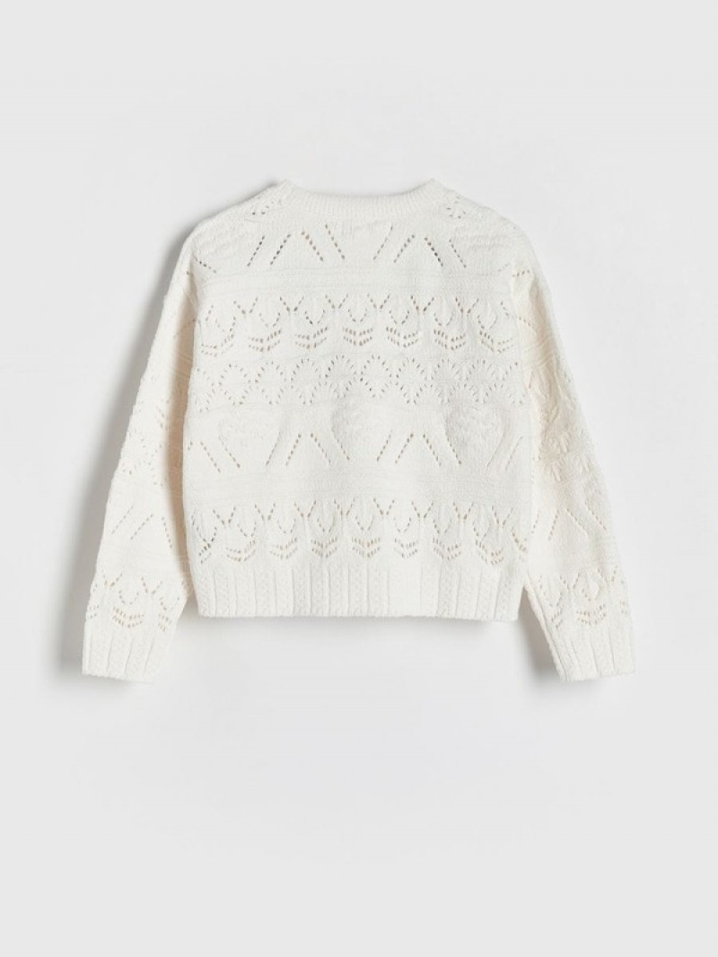 Reserved Openwork Pullover Mädchen Weiß | PDJ-407139