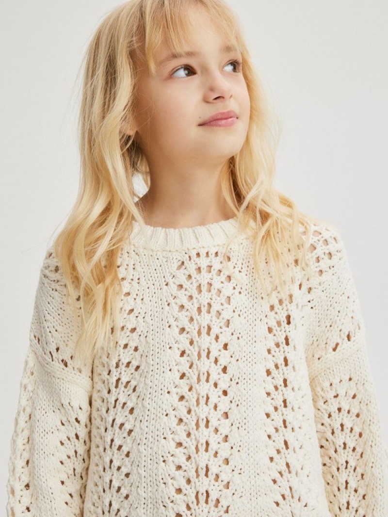 Reserved Openwork Pullover Mädchen Weiß | URT-506289