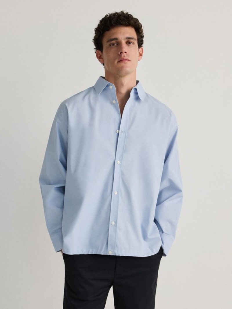 Reserved Oversized Baumwoll Hemd Herren Blau | GKU-709634