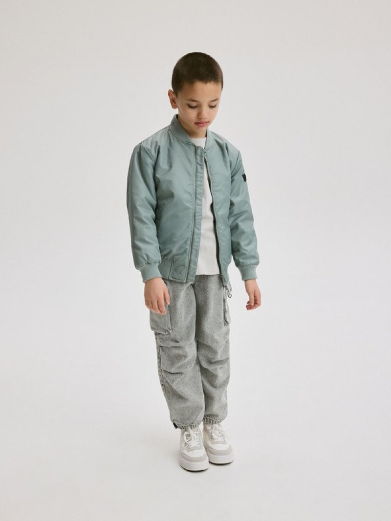 Reserved Oversized Bomber Jacken Jungen Türkis Grün | SIP-063719