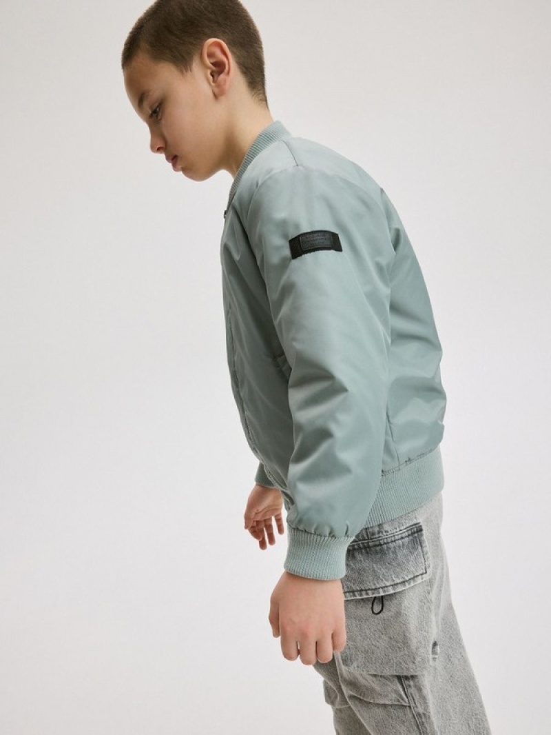 Reserved Oversized Bomber Jacken Jungen Türkis Grün | SIP-063719