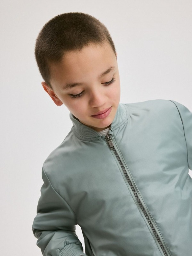 Reserved Oversized Bomber Jacken Jungen Türkis Grün | SIP-063719