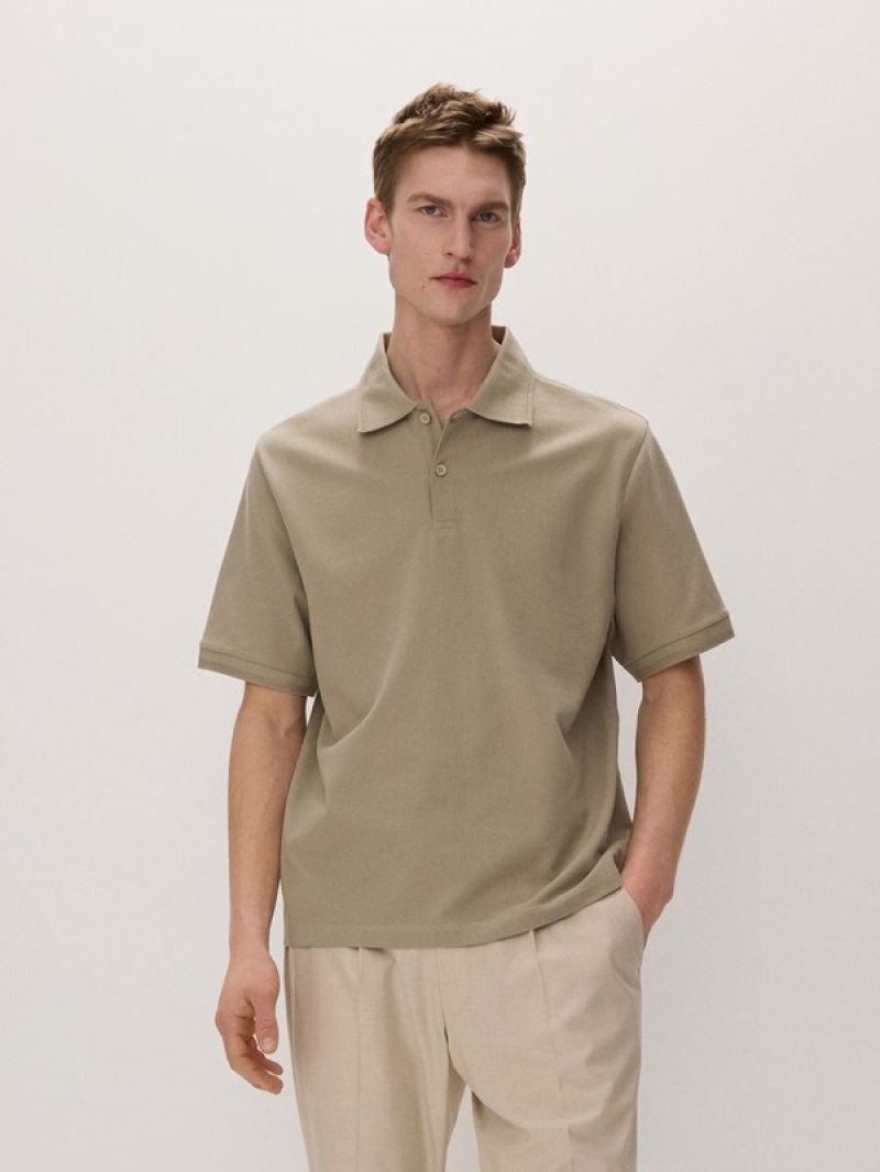 Reserved Oversized Polo Shirts Herren Hellolivgrün | SUZ-053146