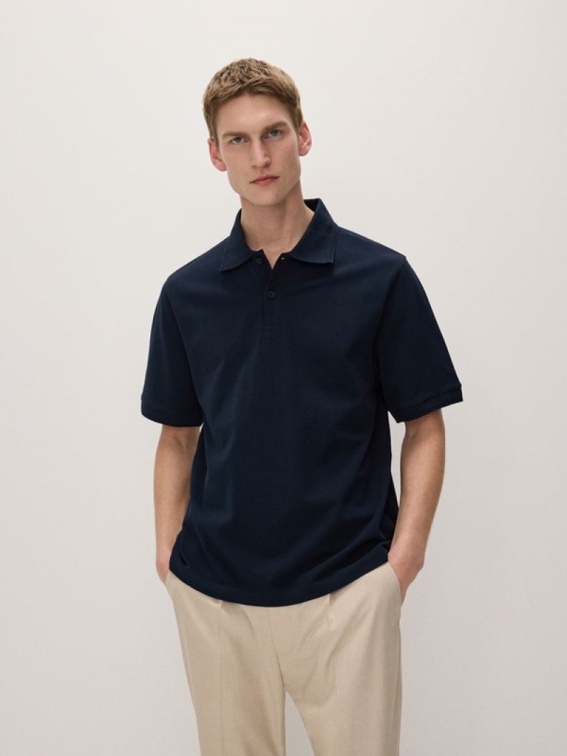 Reserved Oversized Polo Shirts Herren Navy | BSY-417360