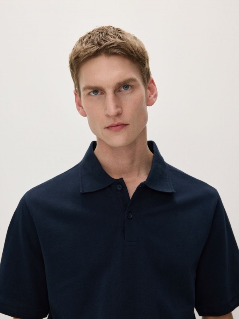 Reserved Oversized Polo Shirts Herren Navy | BSY-417360