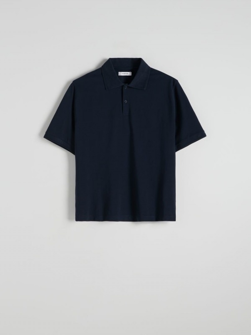 Reserved Oversized Polo Shirts Herren Navy | BSY-417360