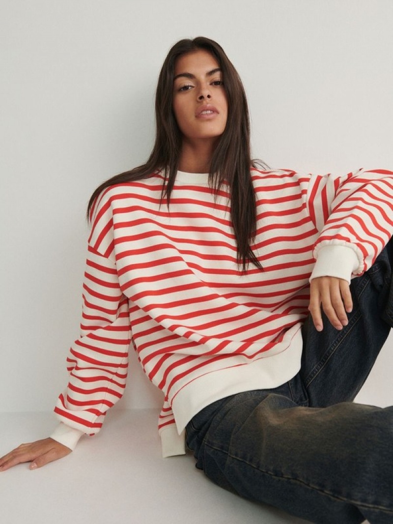 Reserved Oversized Stripe Sweatshirts Damen Mehrfarbig | QUH-742831