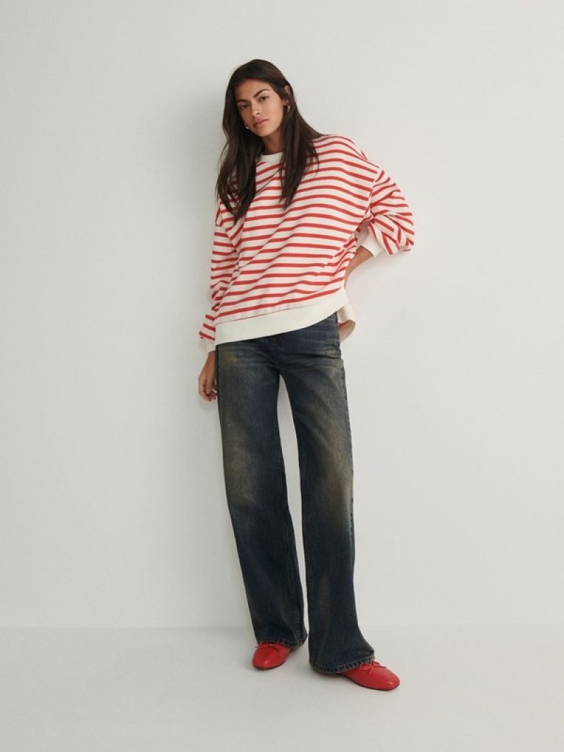 Reserved Oversized Stripe Sweatshirts Damen Mehrfarbig | QUH-742831