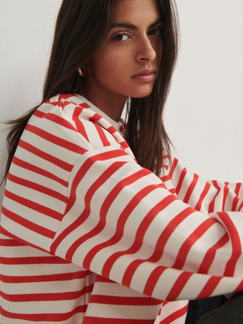 Reserved Oversized Stripe Sweatshirts Damen Mehrfarbig | QUH-742831