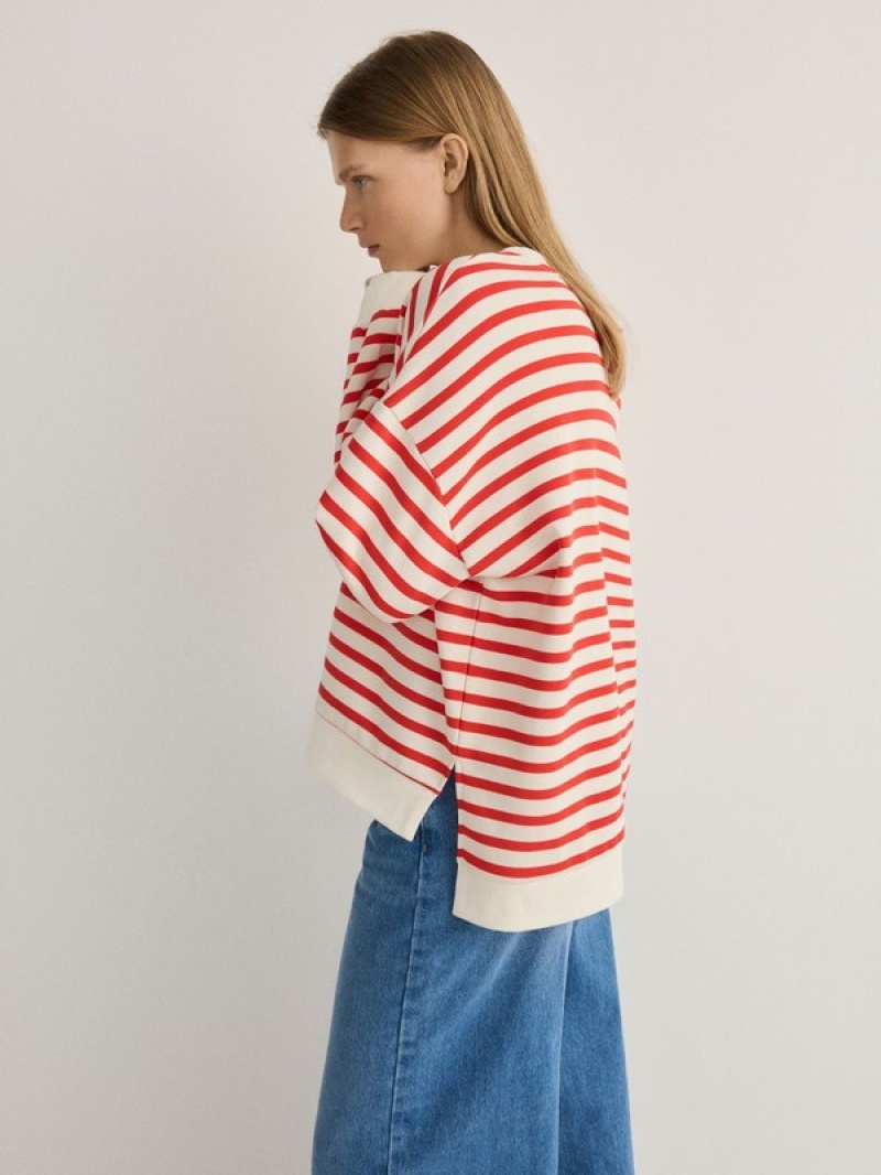 Reserved Oversized Stripe Sweatshirts Damen Mehrfarbig | JVO-173520