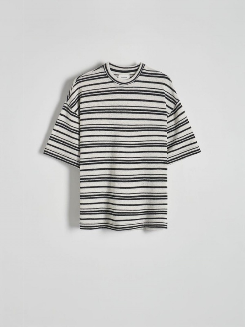 Reserved Oversized Stripe T-shirts Herren Weiß | AKF-089736