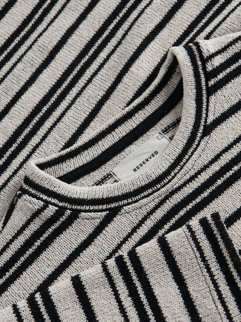 Reserved Oversized Stripe T-shirts Herren Weiß | AKF-089736