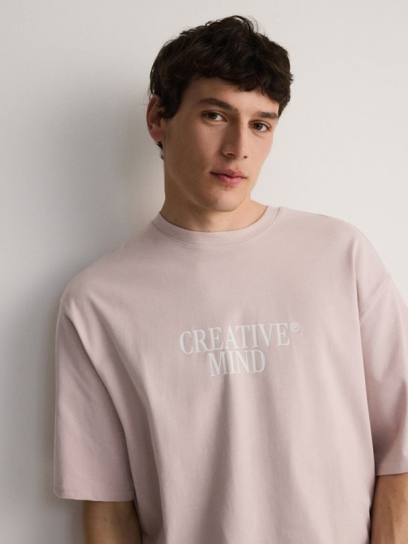 Reserved Oversized T-print T-shirts Herren Rosa | UVW-912803